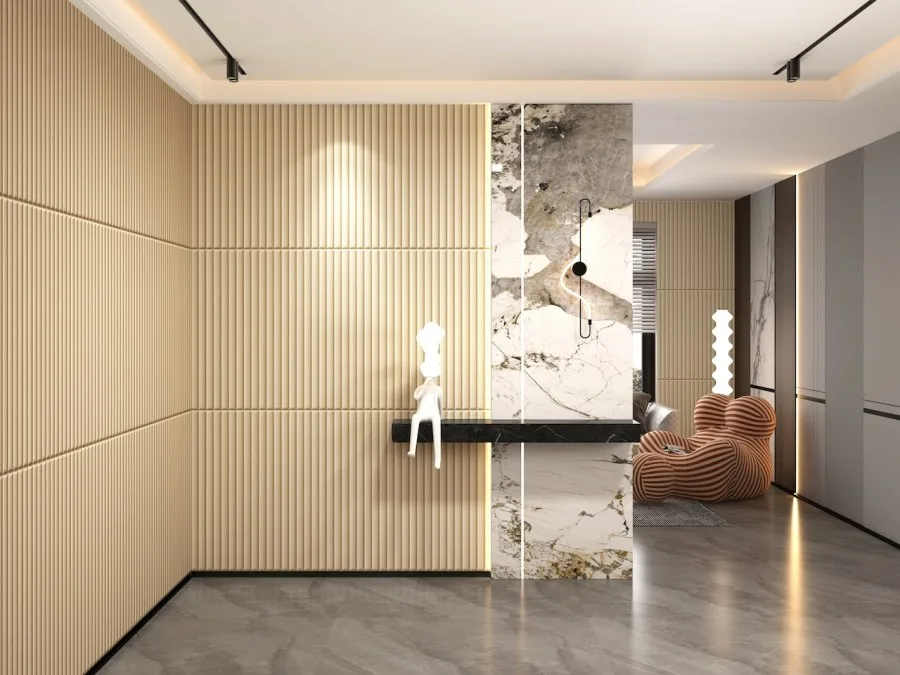 Samoljepljiva 3D dekoracija za zid u bež eko koži Samoljepljiva 3D dekoracija za zid u bež eko koži